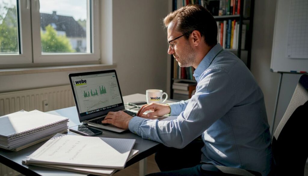 1775722739657_image Eine SEO-Expertin analysiert die aktuellen Website-Daten im Homeoffice.